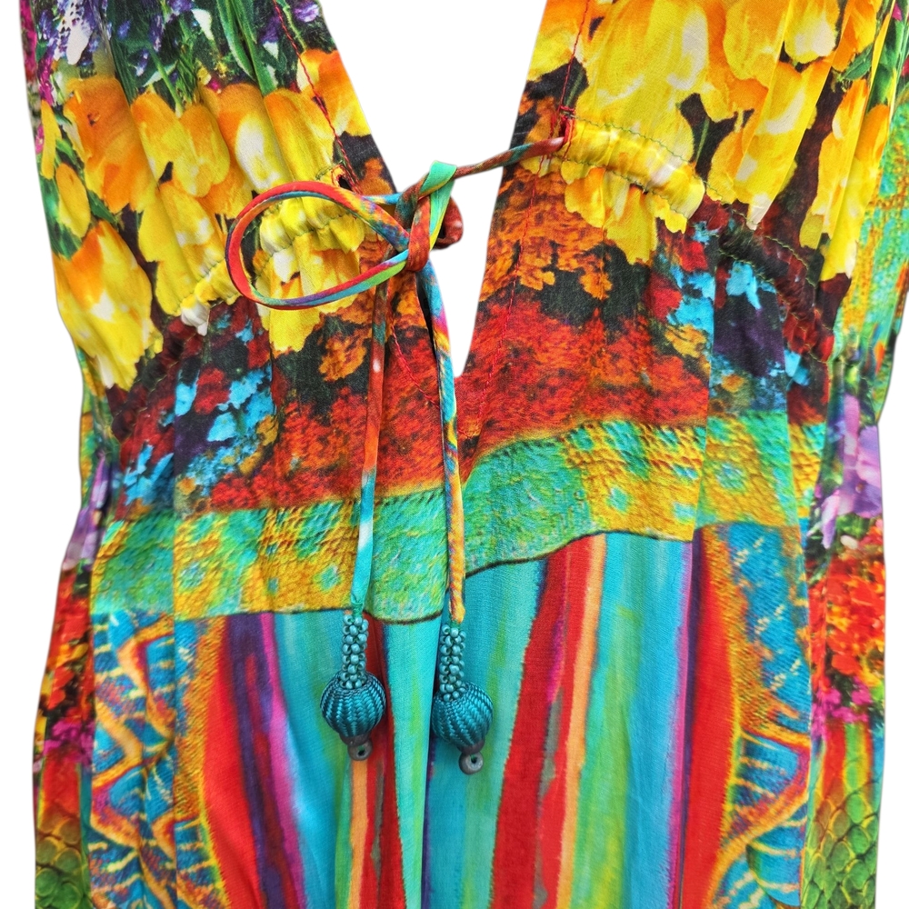 Vibrant Shahida Paridis Multicolor V-Neck Maxi Dress - Picture 4 of 10